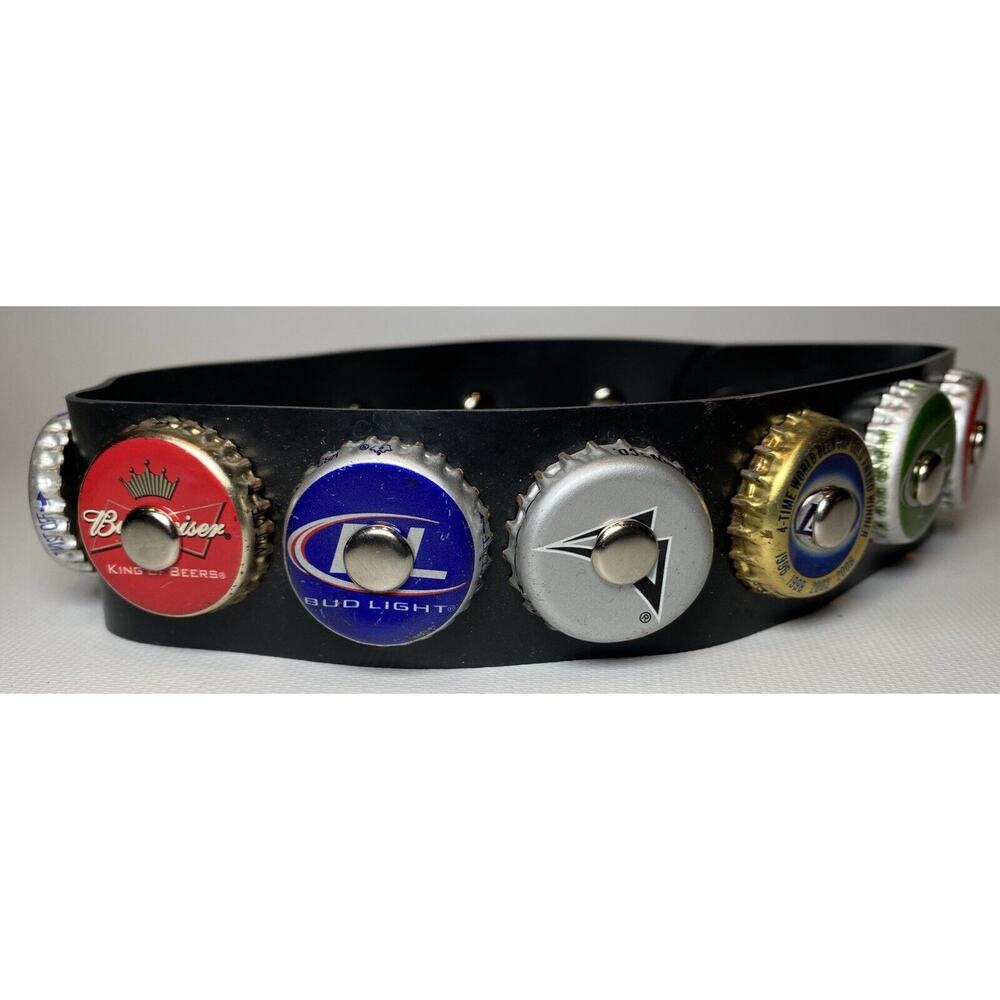 Vintage Rubber Choker Necklaces Punk Rock Beer Bottle Cap 17" Bud Light Coors(B)